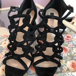 Black suede heels size 9